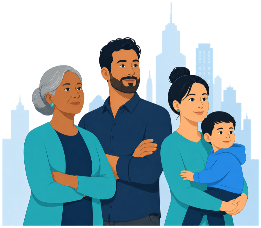 AYDEXA community illustration with New York residents